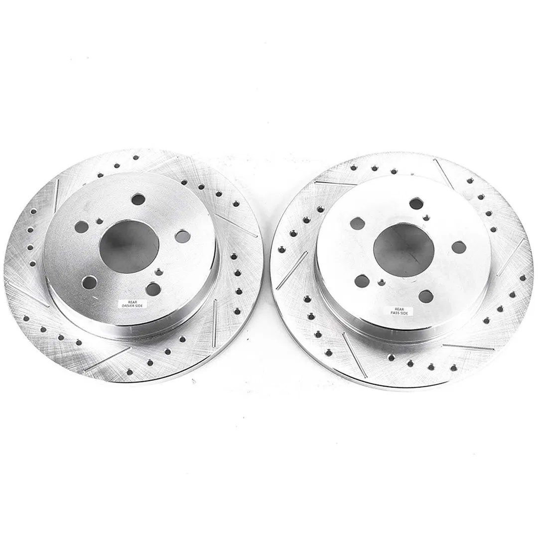JBR1738XPR – POWERSTOP Brake Rotor, Drilled And Slotted One Piece Design With Hat Wheel Bolt Pattern 5 x 114.30 Milli...